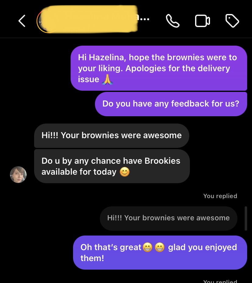 Customer brownies feedback 1